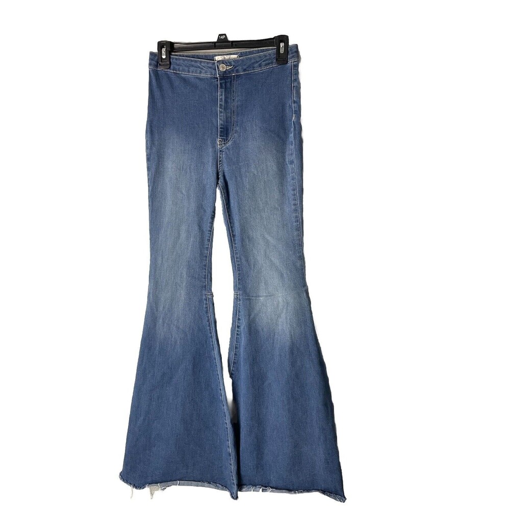 Free People Just Float On Flare High Rise Super Flare Jeans with Raw Hem Size 26